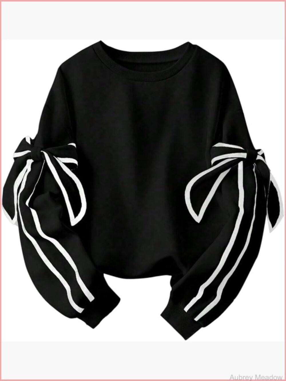 Oversized Bow Sweatshirt Y2k Crewneck Long Sleeve Pullover Top